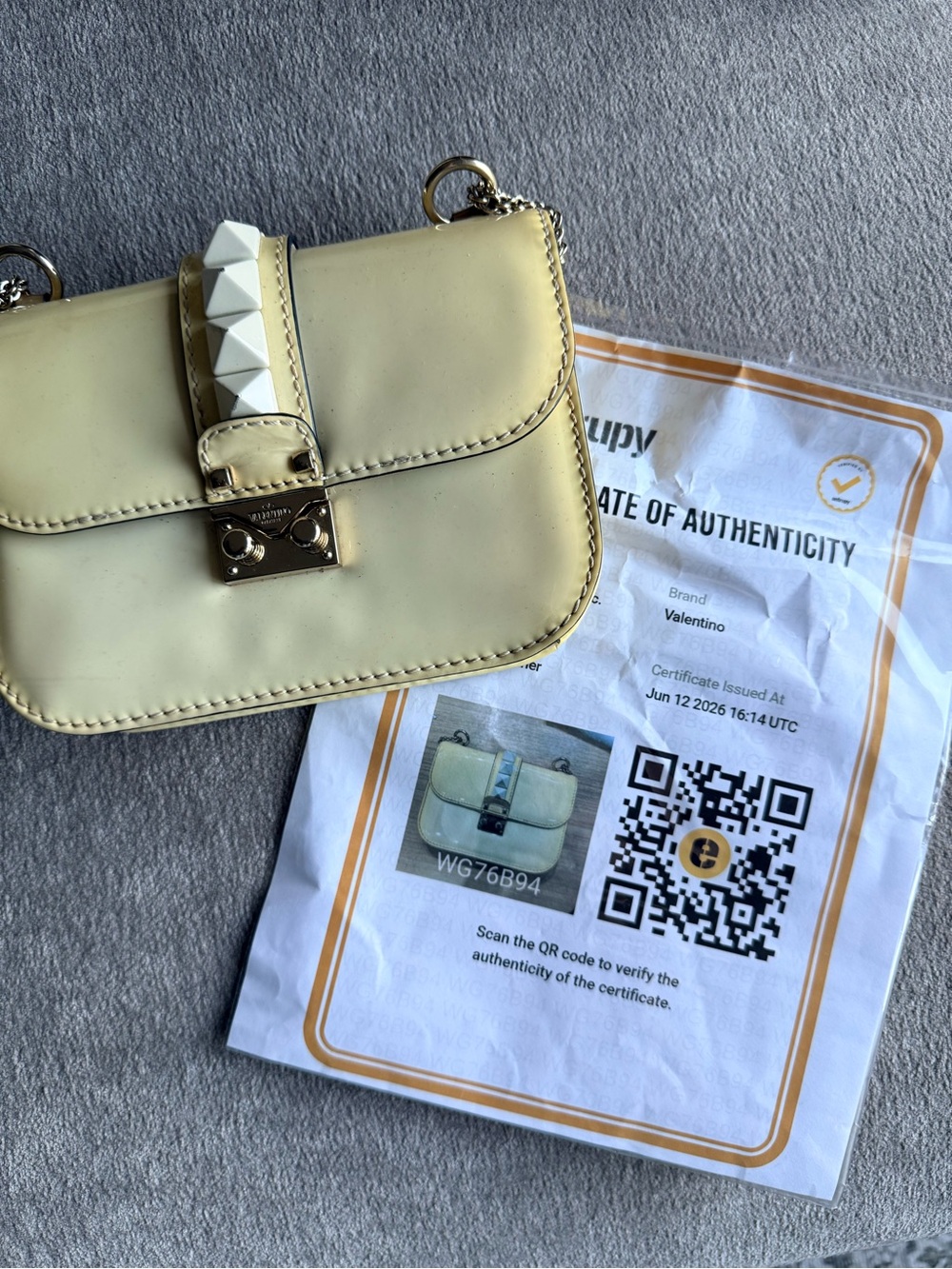 Valentino Pale Yellow Small Rockstud Shoulder Bag